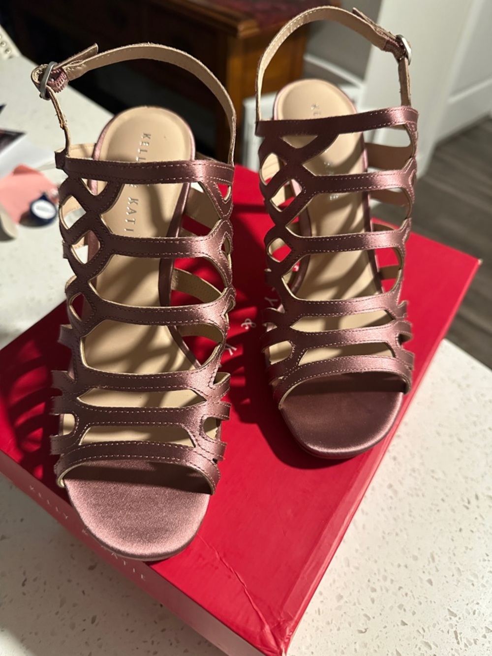 Kelly & Katie Metallic Rose Strappy Heeled Sandals